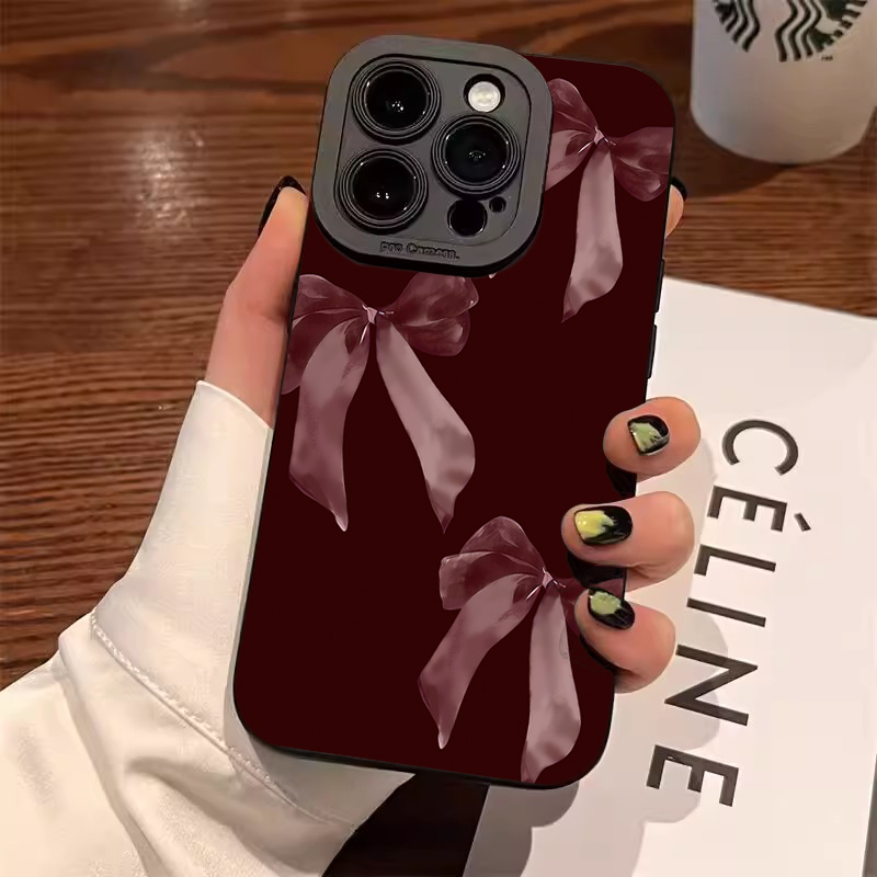 Wine & Beer Shop - Wine Red Bowknot Pattern Soft Phone