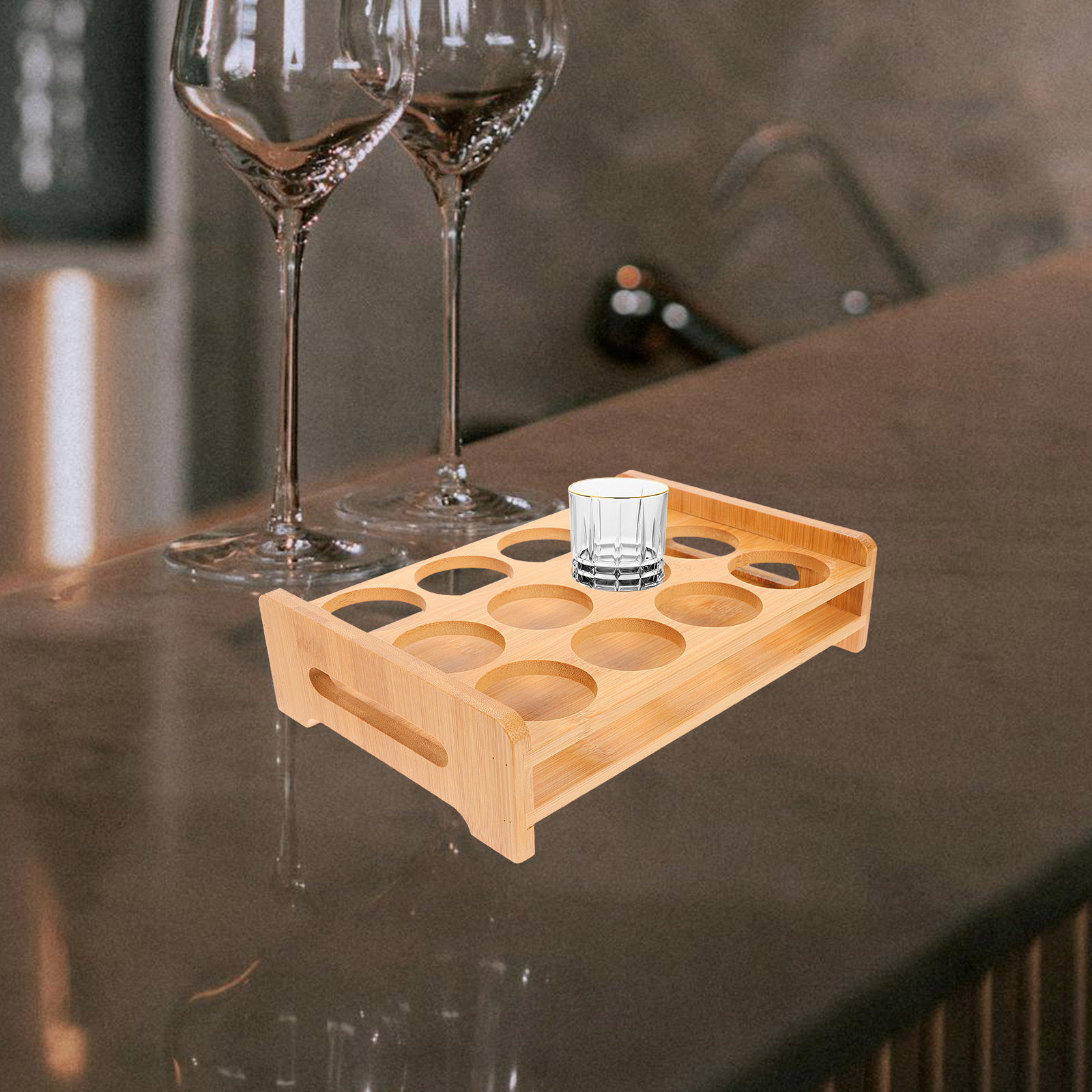 Bamboo Shot Glasses Holder Dis - đánh giá và giá Wine Beer Whiskey